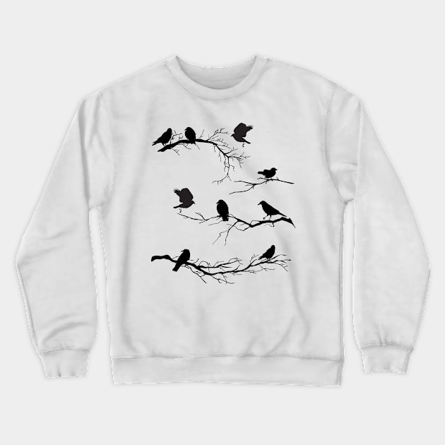 Crows on Branches Crewneck Sweatshirt by SWON Design